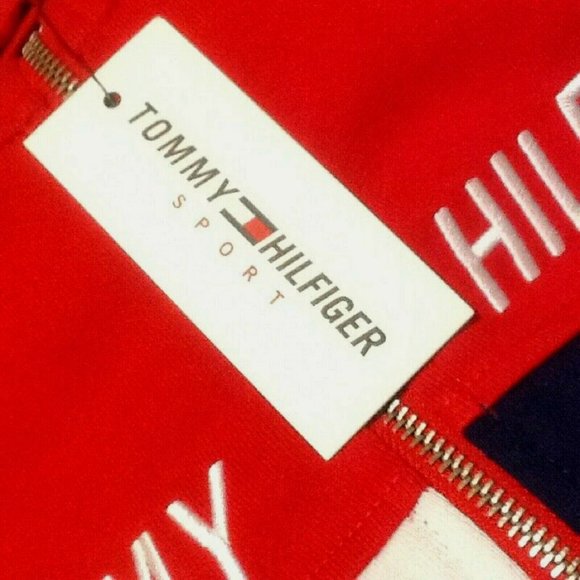 new SCARLET RED Tommy Hilfiger Sport Women's Logo Flag Full Zip Jacket Sz Large - Picture 2 of 6